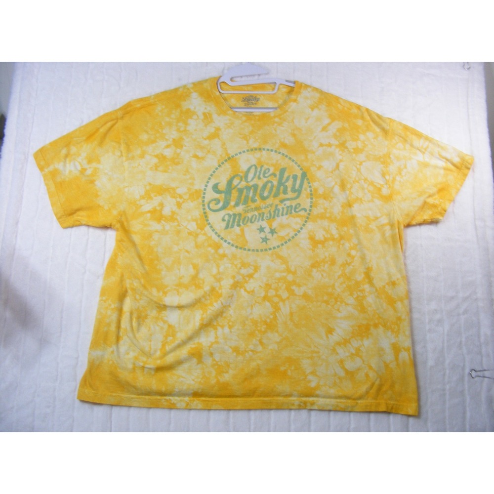 Ole Smoky Moonshine T-Shirt Mens 3XL Yellow Excellent Tie Dye Graphic Tee